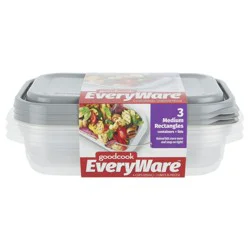 GoodCook EveryWare Rectangle Food Storage Containers - 4 Cups - 6pcs/3ct - Gray