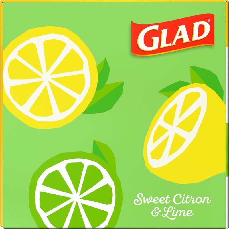 slide 16 of 18, Glad ForceFlex MaxStrength Tall Kitchen Drawstring Trash Bags - Febreze Sweet Citron & Lime - 13gal/45ct, 45 ct; 13 gal