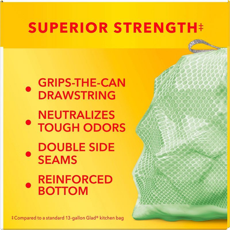 slide 18 of 18, Glad ForceFlex MaxStrength Tall Kitchen Drawstring Trash Bags - Febreze Sweet Citron & Lime - 13gal/45ct, 45 ct; 13 gal