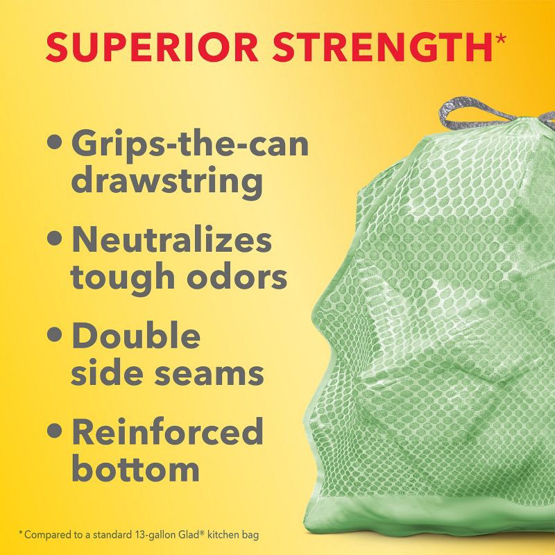 slide 5 of 18, Glad ForceFlex MaxStrength Tall Kitchen Drawstring Trash Bags - Febreze Sweet Citron & Lime - 13 Gallon/45ct, 45 ct; 13 gal