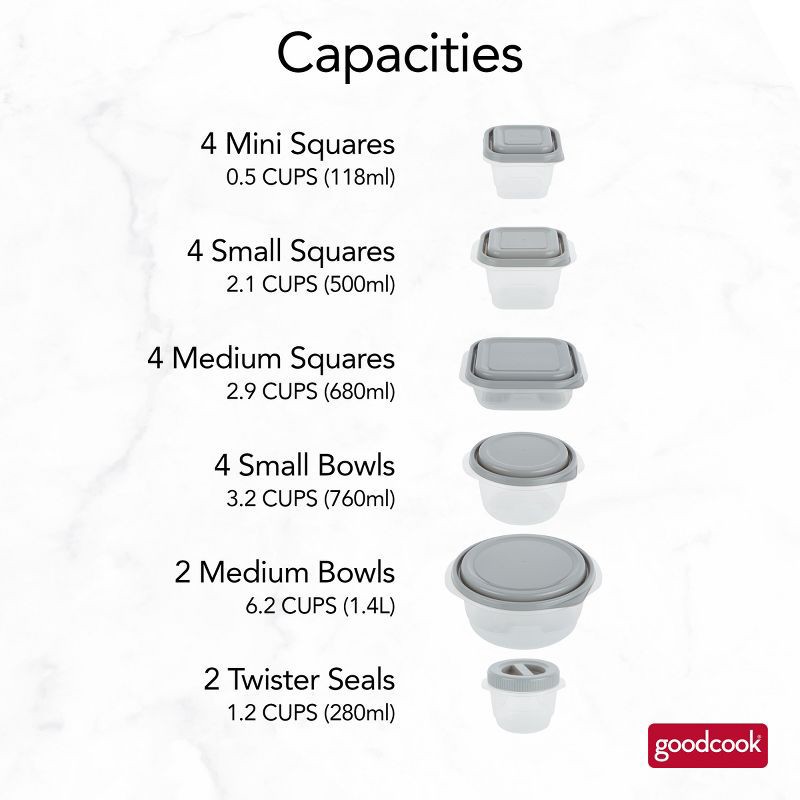 slide 10 of 19, GoodCook EveryWare Food Storage Container Set - Multisize - 40pcs/20ct- Gray, 40 ct, 20 ct