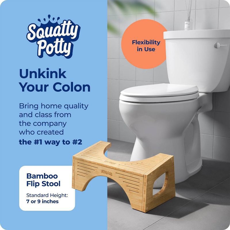 slide 2 of 11, 7"/9" Two in One Bamboo Toilet Step Stool Brown - Squatty Potty, 1 ct
