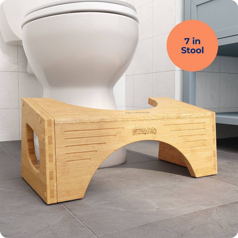 slide 6 of 11, 7"/9" Two in One Bamboo Toilet Step Stool Brown - Squatty Potty, 1 ct