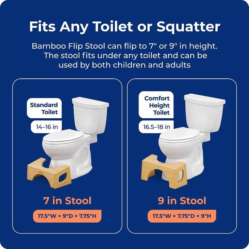 slide 11 of 11, 7"/9" Two in One Bamboo Toilet Step Stool Brown - Squatty Potty, 1 ct