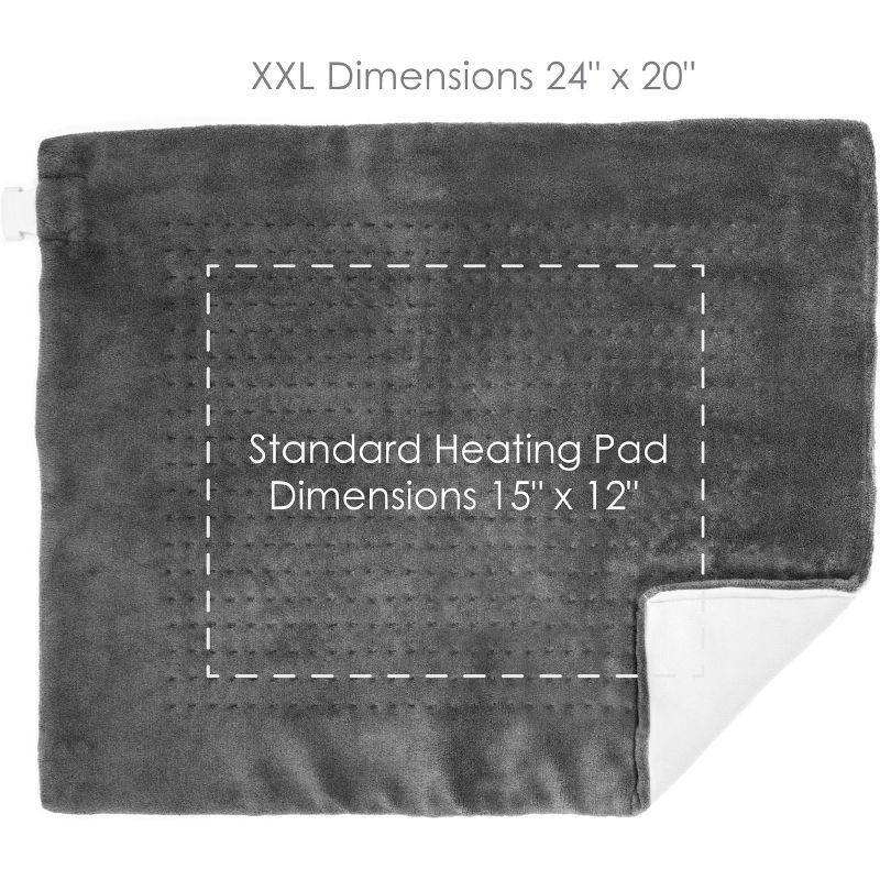slide 3 of 5, Pure Enrichment PureRelief with 6 Heat Settings and Auto Shut-off XXL Extra Wide Heating Pad - 20"x24"- Charcoal Gray, 1 ct
