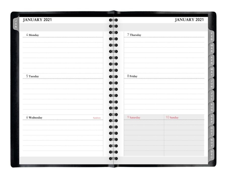 slide 3 of 4, Office Depot Brand Weekly/Monthly Planner, 5'' X 8'', Black, January To December 2021, Od711400, 1 ct