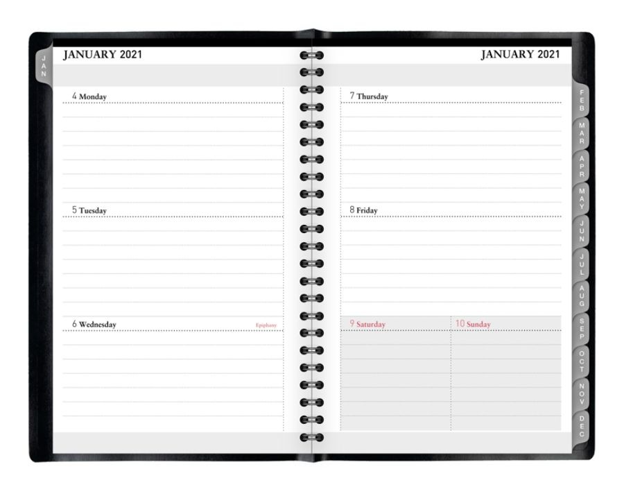 slide 4 of 4, Office Depot Brand Weekly/Monthly Planner, 5'' X 8'', Black, January To December 2021, Od711400, 1 ct