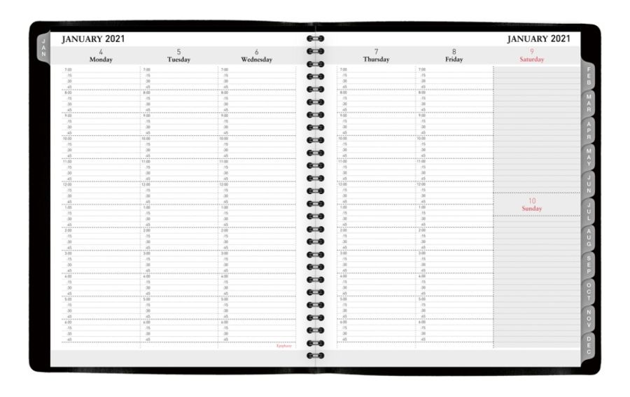 slide 4 of 4, Office Depot Weekly/Monthly Appointment Book, 7'' X 8-3/4'', Black, January 2021 To December 2021, Od711600, 1 ct