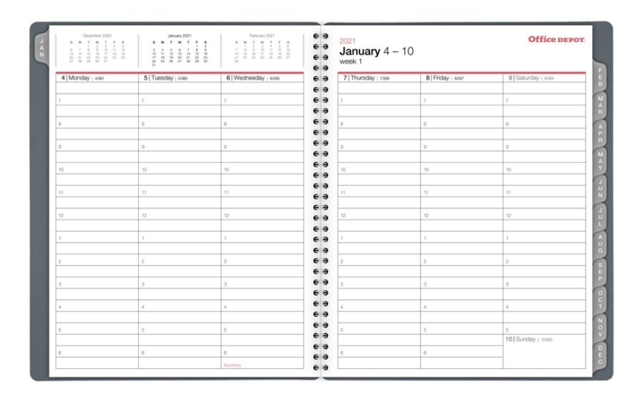 slide 2 of 4, Office Depot Weekly/Monthly Appointment Planner, 8-1/2'' X 11'', Silver, January 2021 To December 2021, Od711830, 1 ct