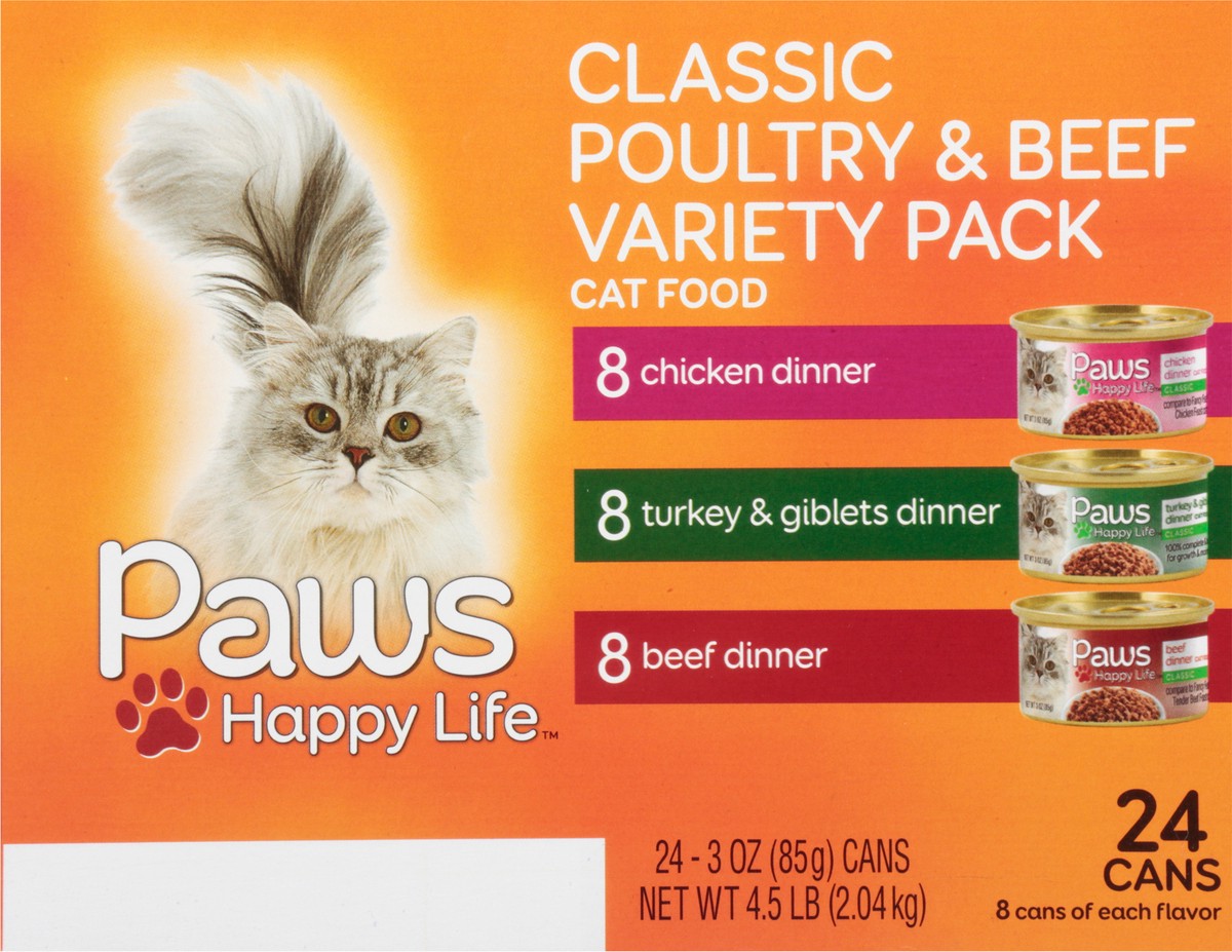 slide 9 of 15, Paws Happy Life Variety Pack Classic Poultry & Beef Cat Food 24 ea, 24 ct