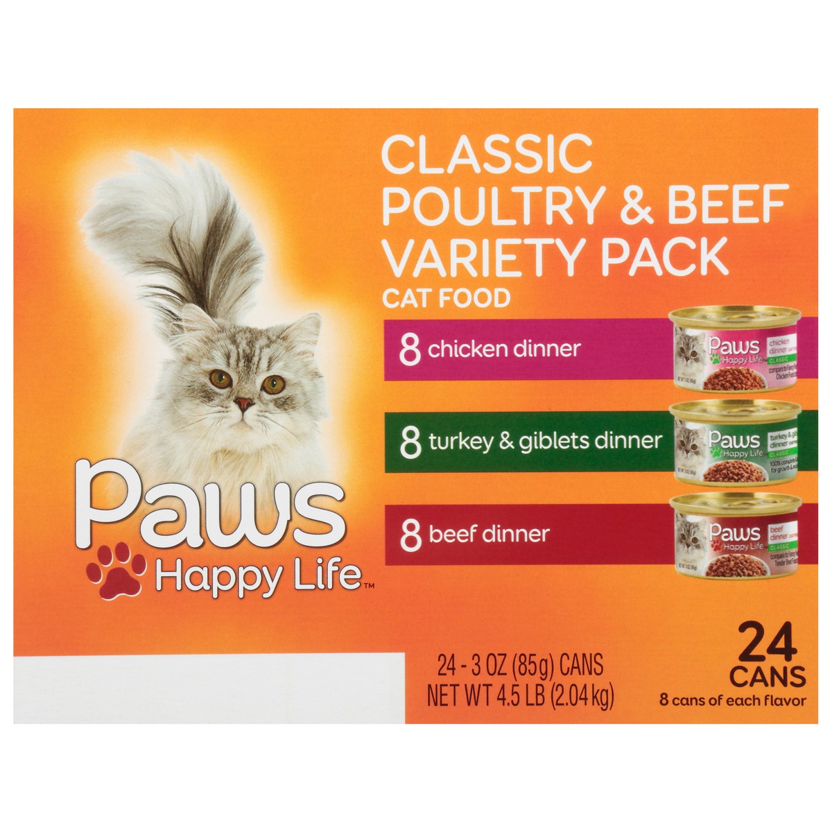 slide 2 of 15, Paws Happy Life Variety Pack Classic Poultry & Beef Cat Food 24 ea, 24 ct