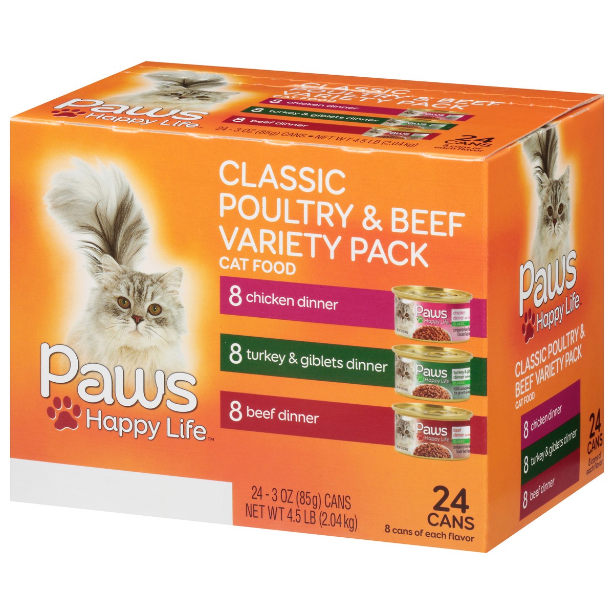 slide 10 of 15, Paws Happy Life Variety Pack Classic Poultry & Beef Cat Food 24 ea, 24 ct