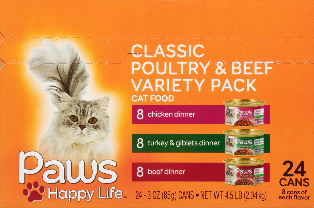 slide 3 of 15, Paws Happy Life Variety Pack Classic Poultry & Beef Cat Food 24 ea, 24 ct