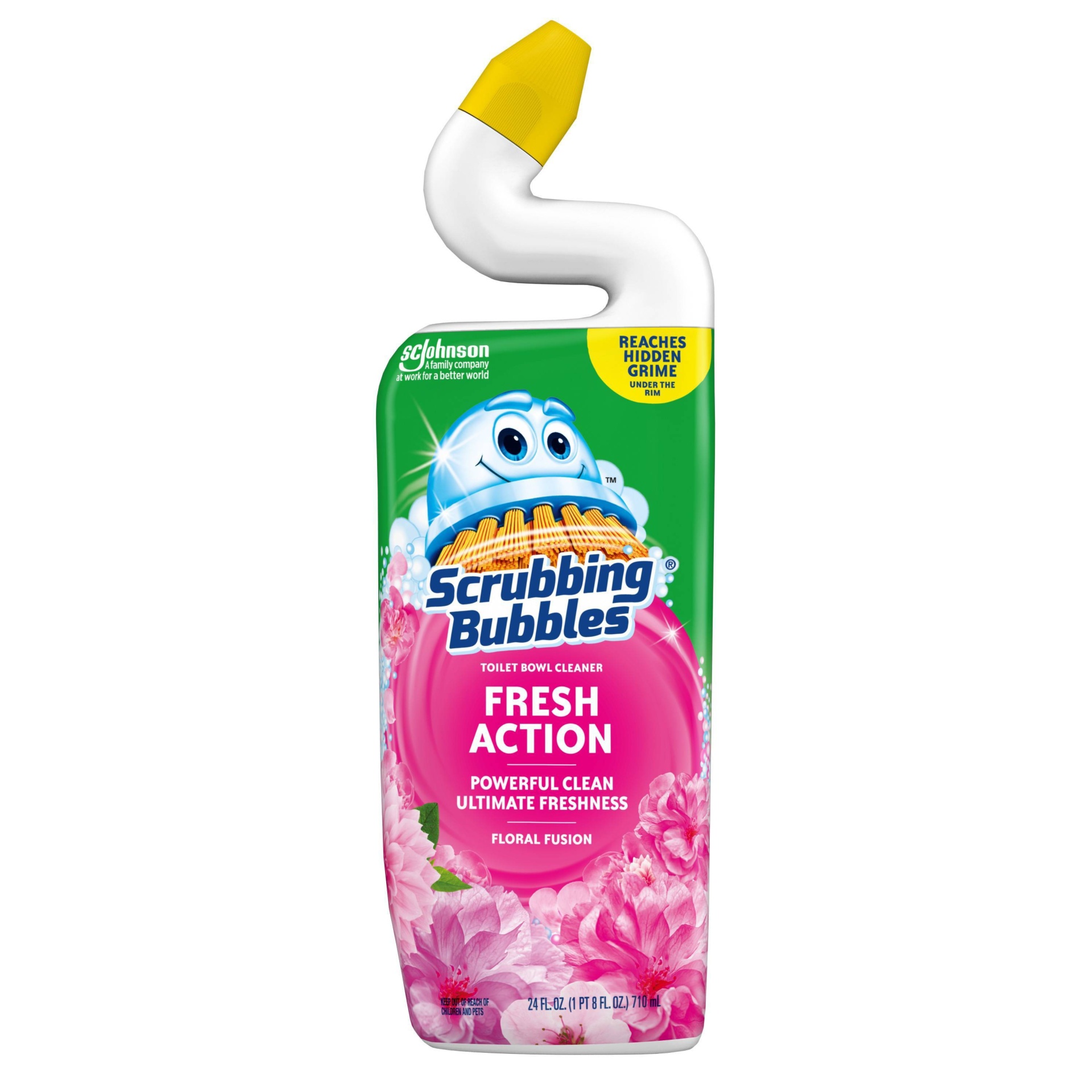 slide 1 of 4, Scrubbing Bubbles Manual Toilet Bowl Floral Fusion, 24 fl oz