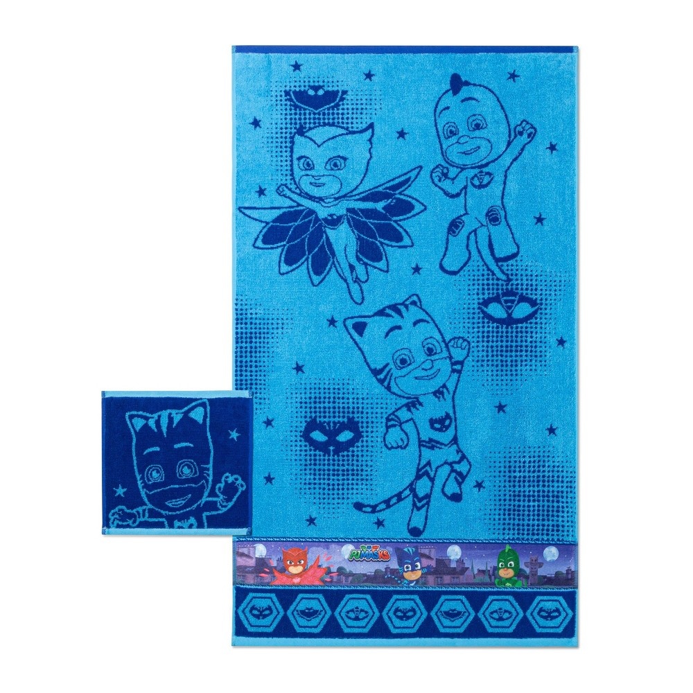 slide 2 of 11, PJ Masks Rooftop Powers Bath Towel and Washcloth Set, 2 ct