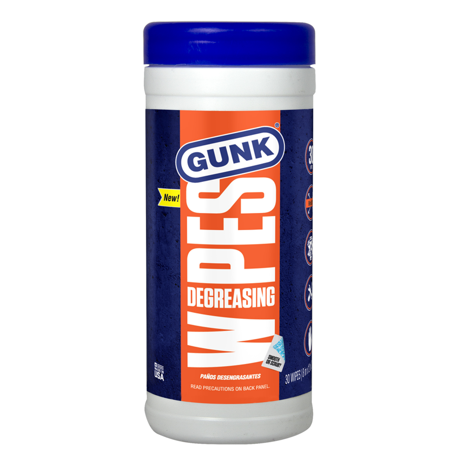 slide 1 of 1, GUNK Degreasing Wipes 30 ea, 30 ct