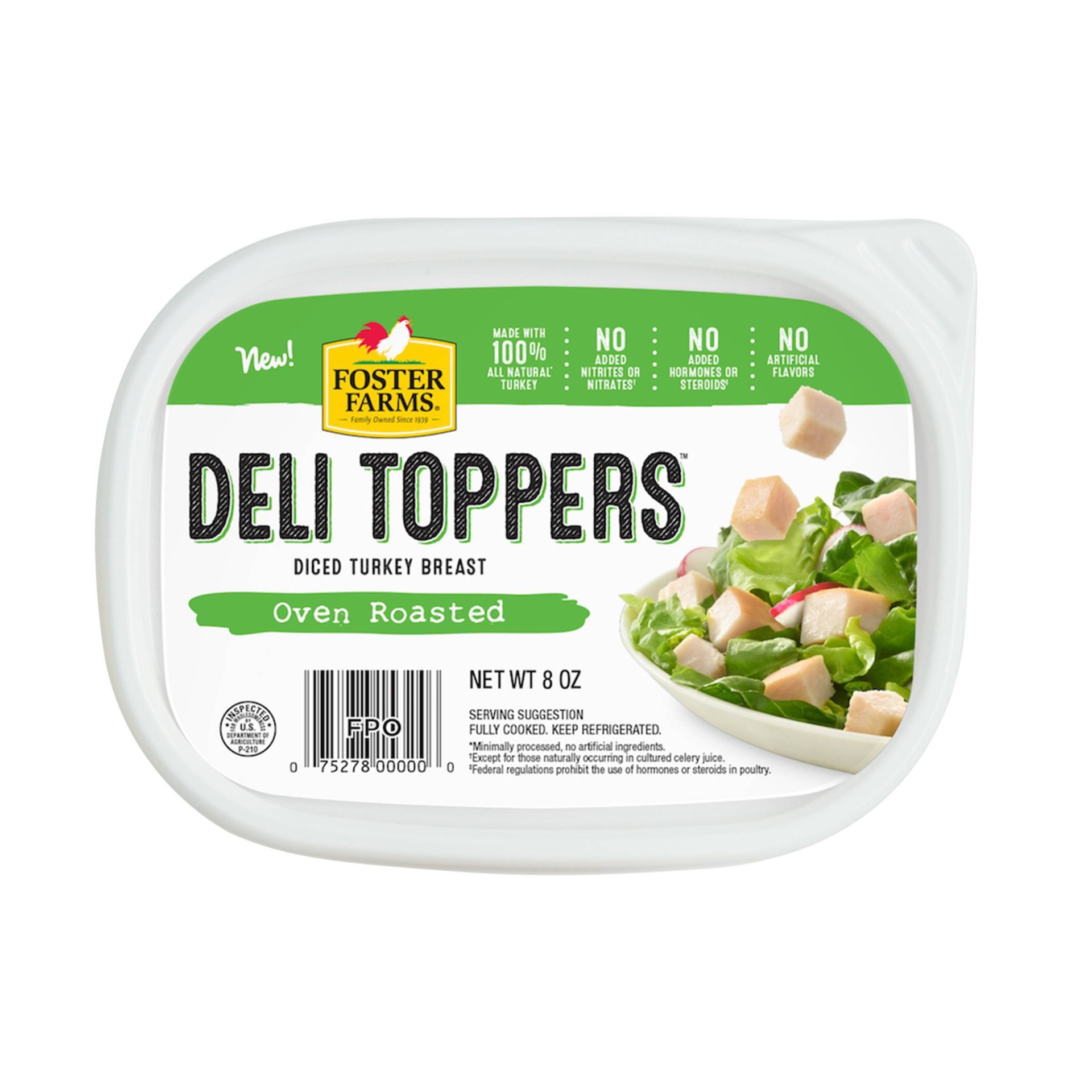slide 1 of 4, Foster Farms Oven Roasted Deli Toppers, 8 oz