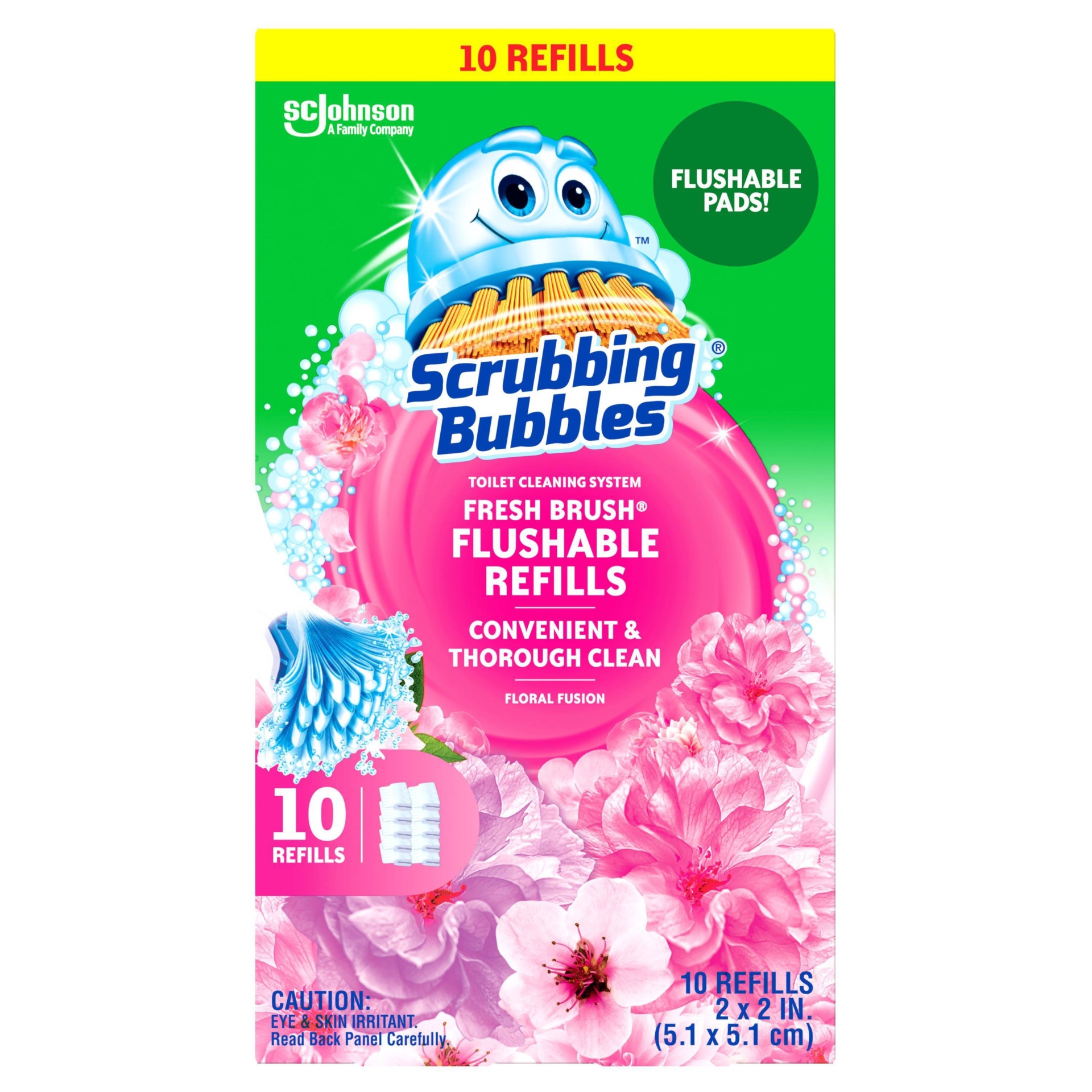 slide 1 of 5, Scrubbing Bubbles Freshbrush Flushable Refill Floral Fusion, 1 ct