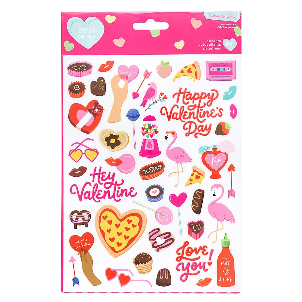 slide 1 of 1, American Crafts Damask Love Valentine's Day Stickers, 44 Stickers Per Pack, Case Of 3 Packs, 1 ct