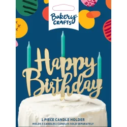 Decopac Bakery Crafts Gold Happy Birthday Candle Holder