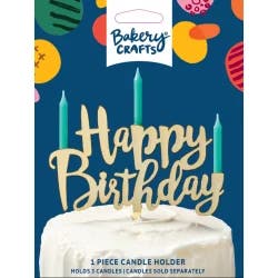 Decopac Bakery Crafts Gold Happy Birthday Candle Holder