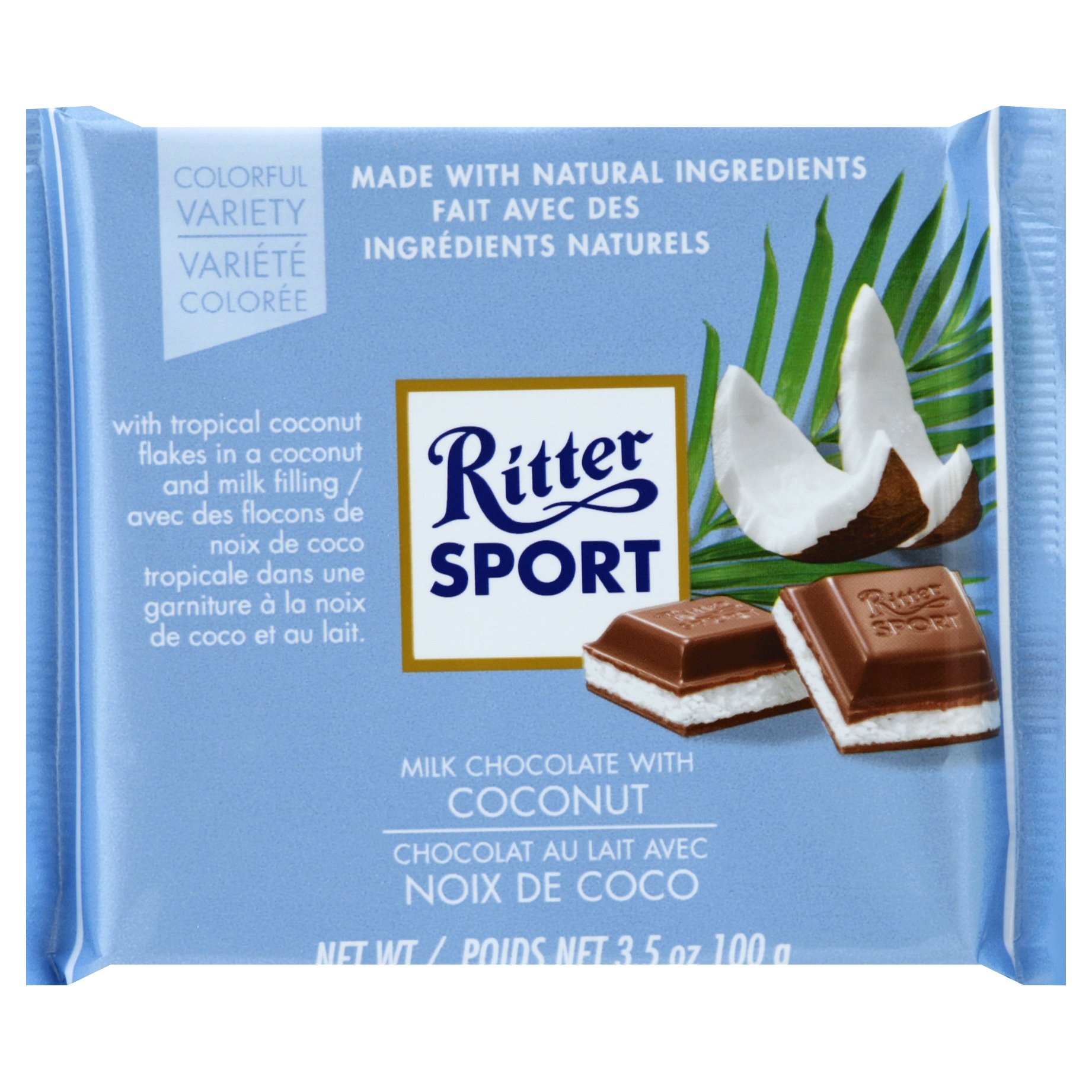 slide 1 of 1, Ritter Sport Chocolate Bar Coconut, 3.5 oz