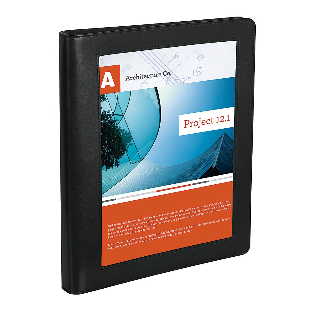 slide 1 of 1, Office Depot Brand Premium Leatherette 1'' Presentation View Binder, Black, 1 ct