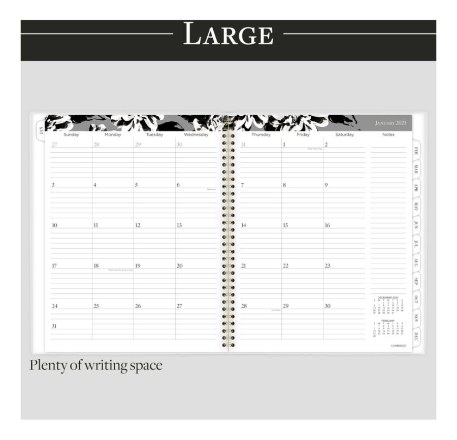 slide 6 of 6, Cambridge Customizable Weekly/Monthly Planner, 8-1/2'' X 11'', Amelia, January To December 2021, 1460-901, 1 ct