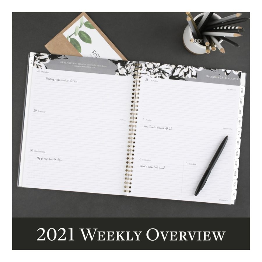 slide 5 of 6, Cambridge Customizable Weekly/Monthly Planner, 8-1/2'' X 11'', Amelia, January To December 2021, 1460-901, 1 ct