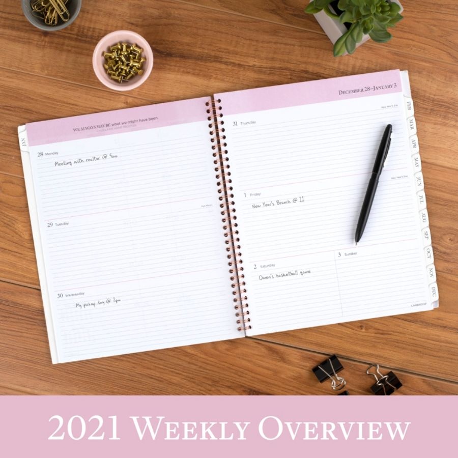 slide 2 of 6, Cambridge Customizable Weekly/Monthly Planner, 8-1/2'' X 11'', Cascade, January To December 2021, 1474-905, 1 ct