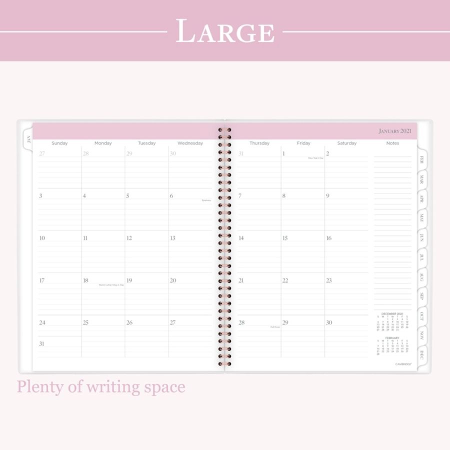 slide 4 of 6, Cambridge Customizable Weekly/Monthly Planner, 8-1/2'' X 11'', Cascade, January To December 2021, 1474-905, 1 ct