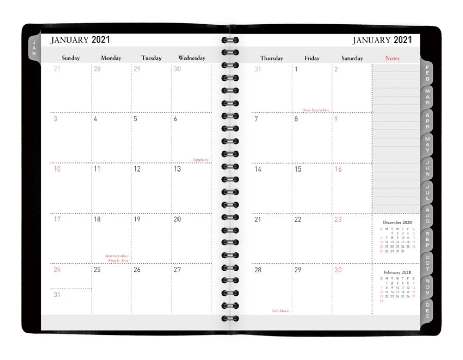 slide 3 of 4, Office Depot Brand Weekly/Monthly Appointment Book, 5'' X 8'', Black, January To December 2021, Od711300, 1 ct