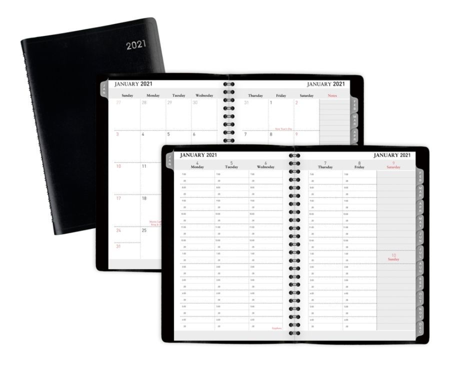 slide 4 of 4, Office Depot Brand Weekly/Monthly Appointment Book, 5'' X 8'', Black, January To December 2021, Od711300, 1 ct