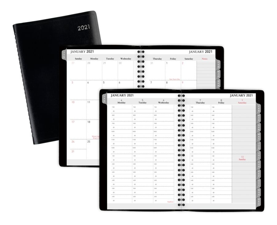 slide 2 of 4, Office Depot Brand Weekly/Monthly Appointment Book, 5'' X 8'', Black, January To December 2021, Od711300, 1 ct