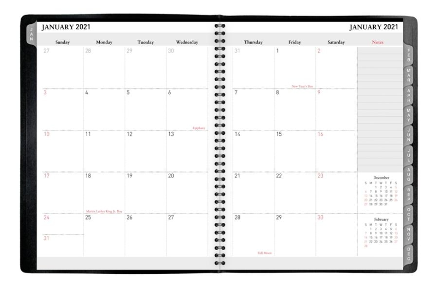 slide 2 of 4, Office Depot Weekly/Monthly Planner, 8-1/2'' X 11'', Black, January 2021 To December 2021, Od711900, 1 ct