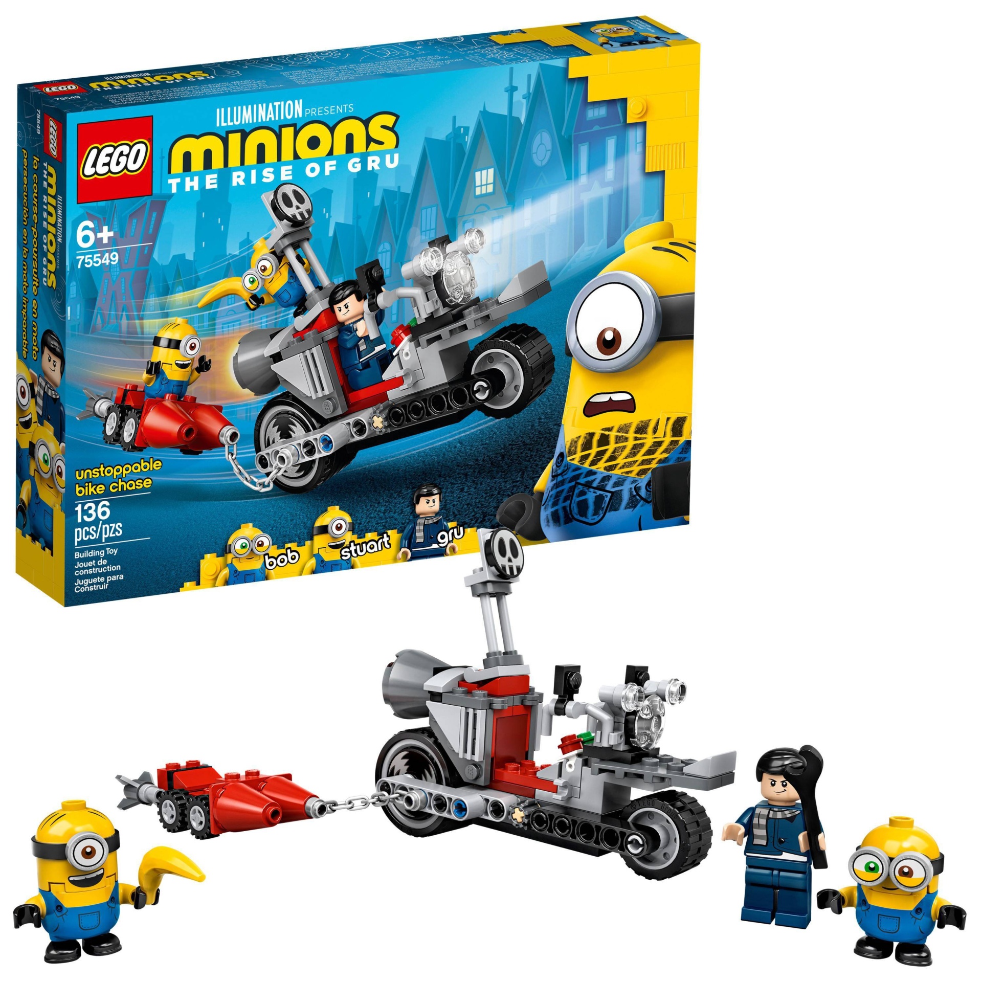 slide 1 of 6, LEGO Minions Unstoppable Bike Chase Building Kit 75549, 1 ct