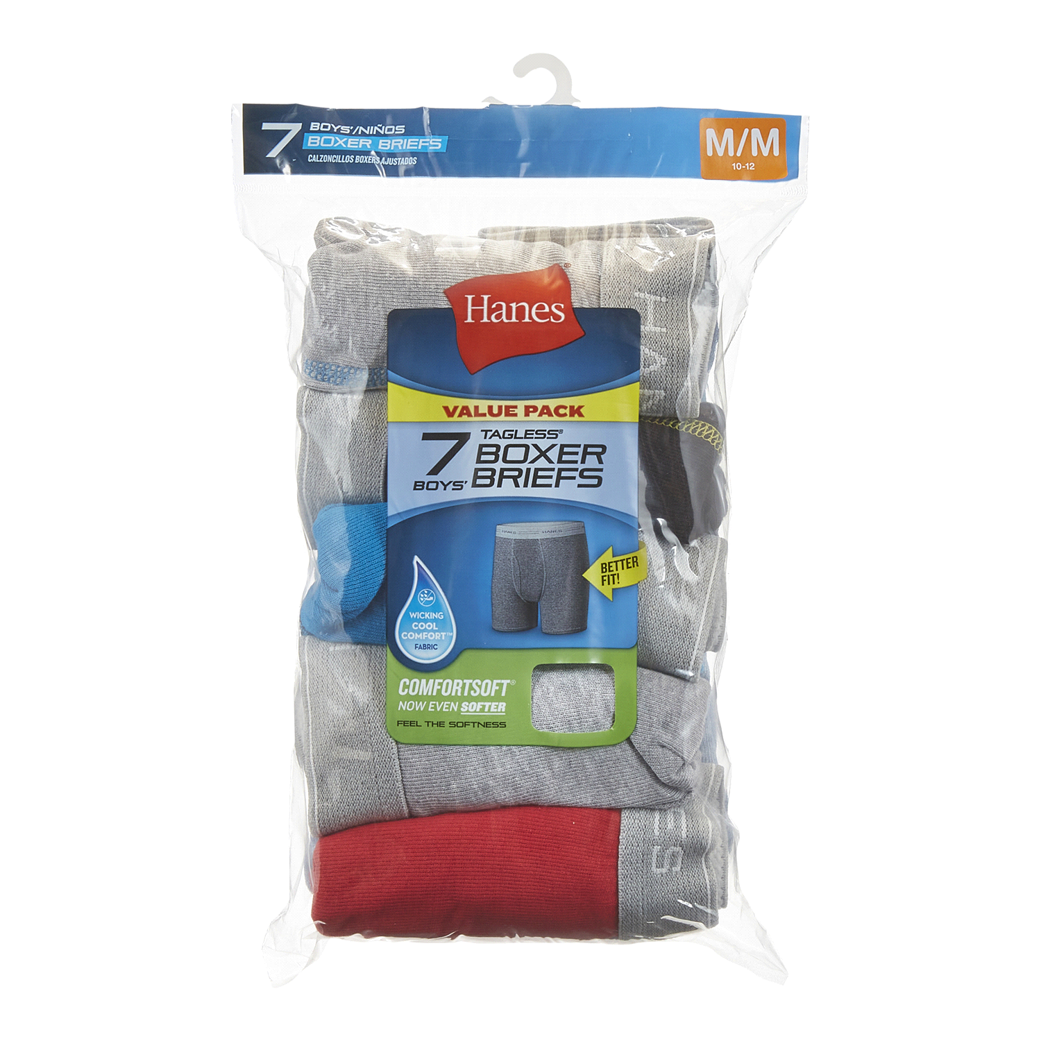 slide 1 of 1, Hanes Boys Tagless Boxer Briefs Medium 10-12 Value Pack 7 ea, 7 ct
