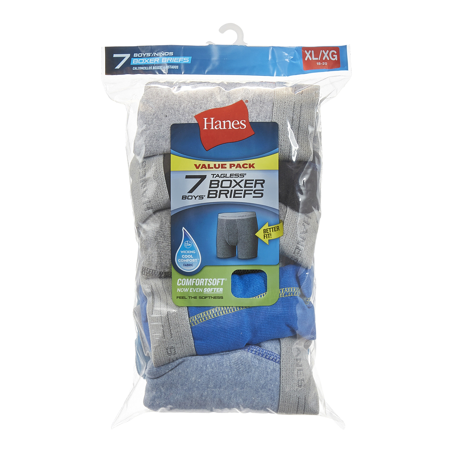 slide 1 of 1, Hanes Boys Tagless Boxer Briefs Extra Large 18 Value Pack 7 ea, 7 ct