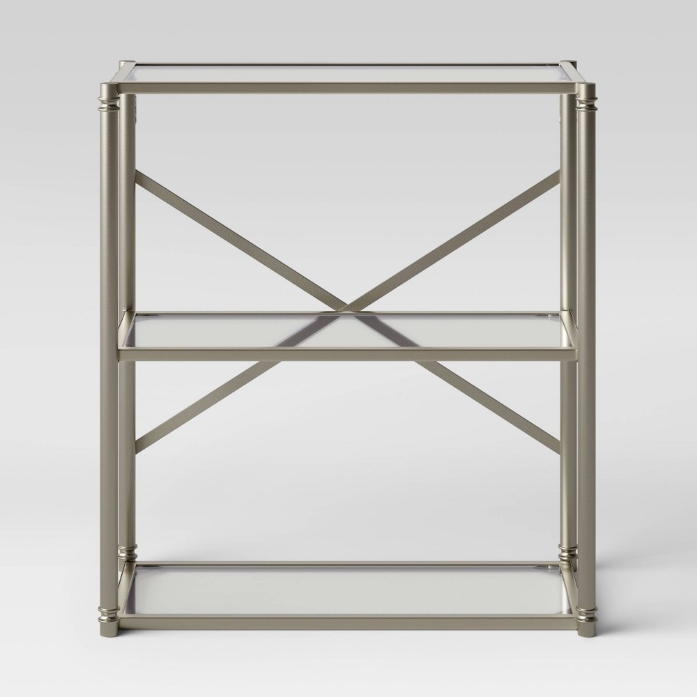 slide 2 of 3, Metal/Glass Wall Cabinet Brushed Nickel - Threshold, 1 ct