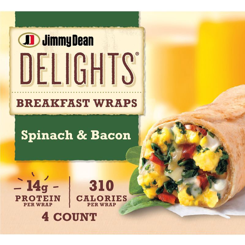 slide 1 of 8, Jimmy Dean Frozen Breakfast Wraps Eggs Florentine - 17oz/4ct, 4 ct; 17 oz