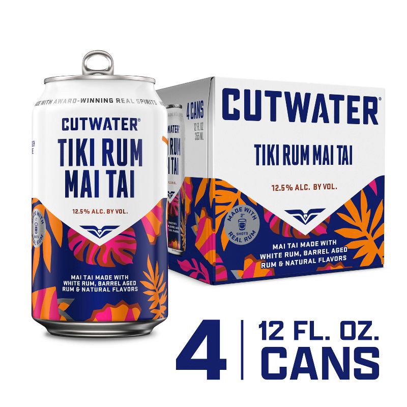 slide 9 of 10, Cutwater Spirits Cutwater Bali Hai Tiki Rum Mai Tai Cocktail - 4pk/355ml Cans, 4 ct; 355 ml