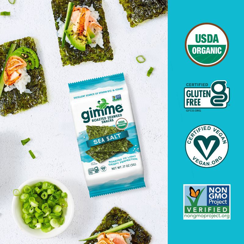 slide 4 of 8, GimMe Organic Seaweed Sea Salt Snack - 4pk / 0.7oz, 4 ct, 0.7 oz