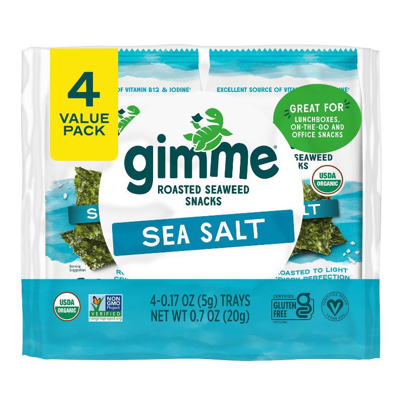 slide 1 of 8, GimMe Organic Seaweed Sea Salt Snack - 4pk / 0.7oz, 4 ct, 0.7 oz