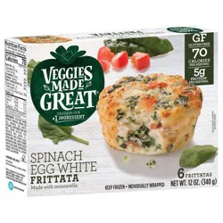 Veggies Made Great Gluten Free Frozen Spinach Egg White Frittata - 12oz/6ct