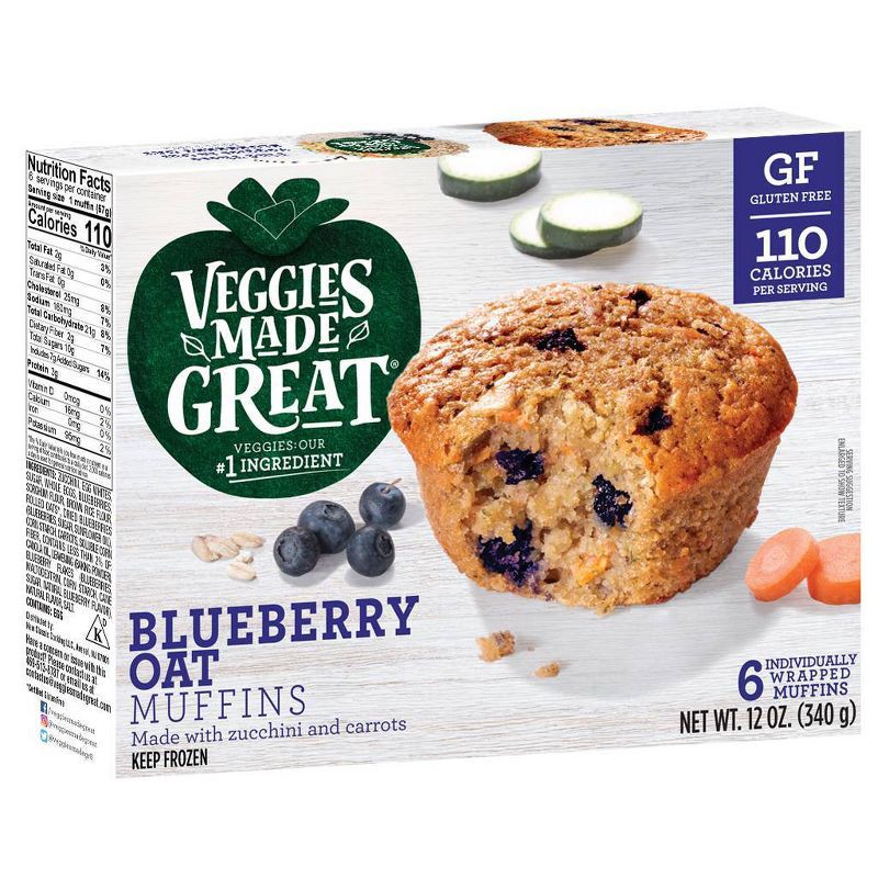 slide 1 of 5, Garden Lites Gluten Free Veggies Made Great Frozen Blueberry Oat Muffins - 12oz/6ct, 6 ct; 12 oz