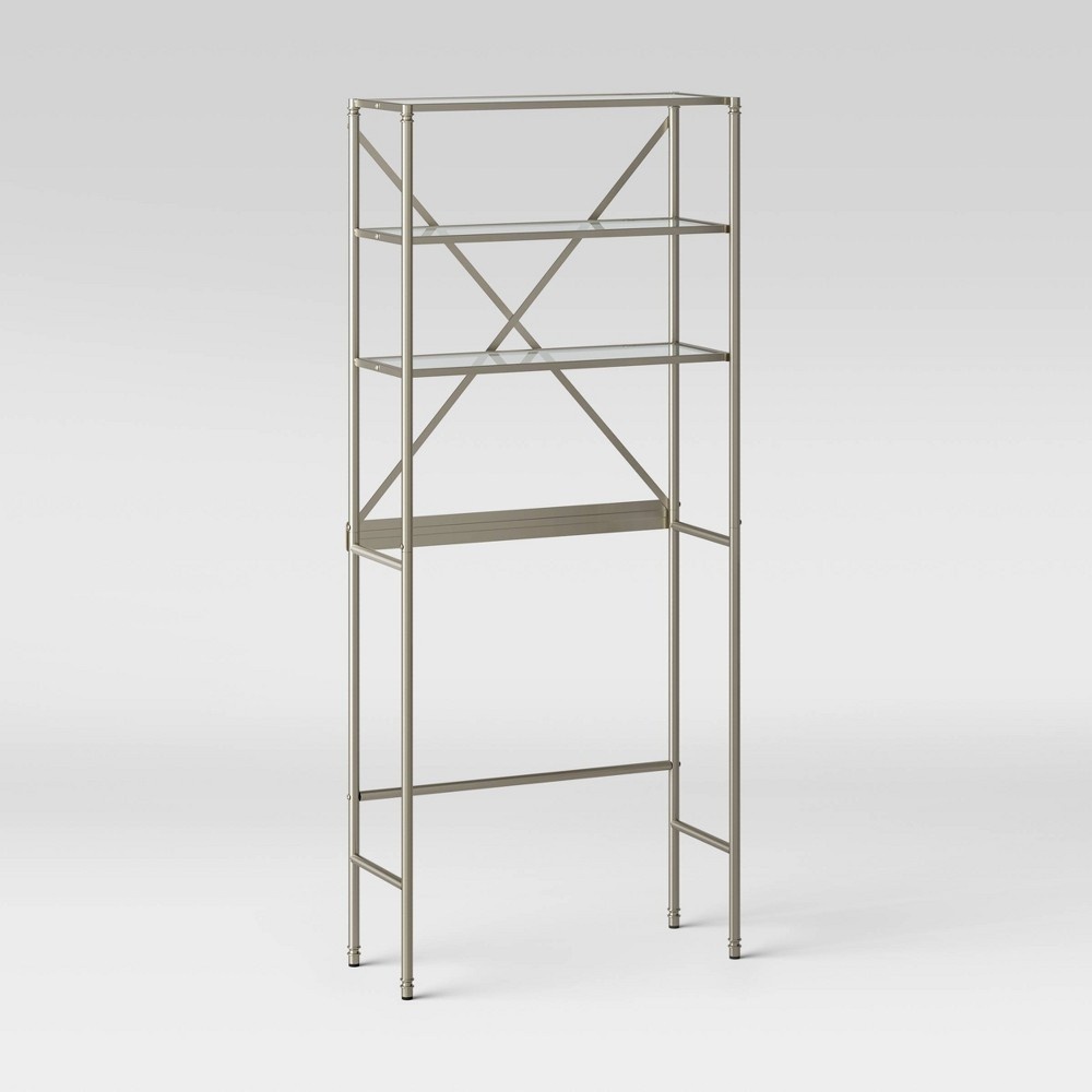 slide 3 of 3, Metal/Glass Etagere Brushed Nickel - Threshold, 1 ct