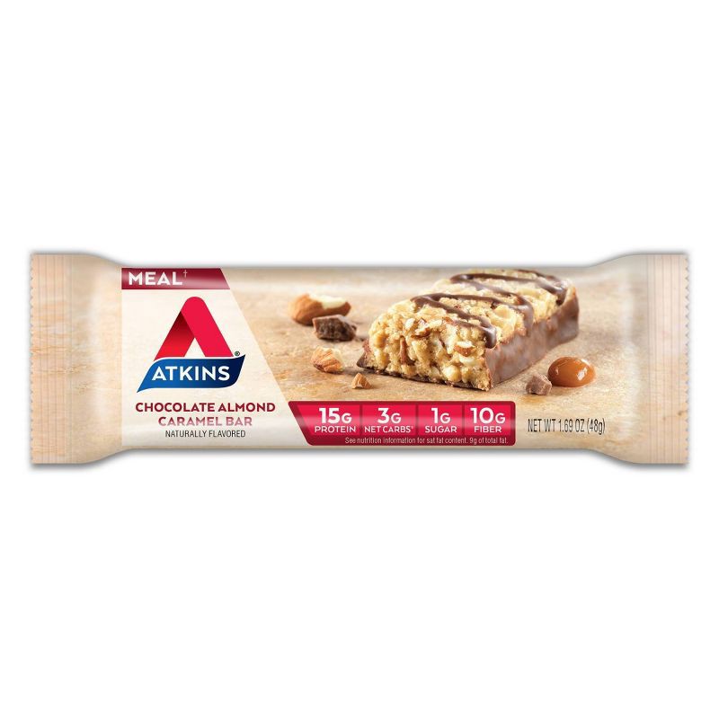 slide 2 of 6, Atkins Chocolate Almond Caramel Protein Meal Bar Value Pack - 8ct/13.5oz, 8 ct; 13.5 oz