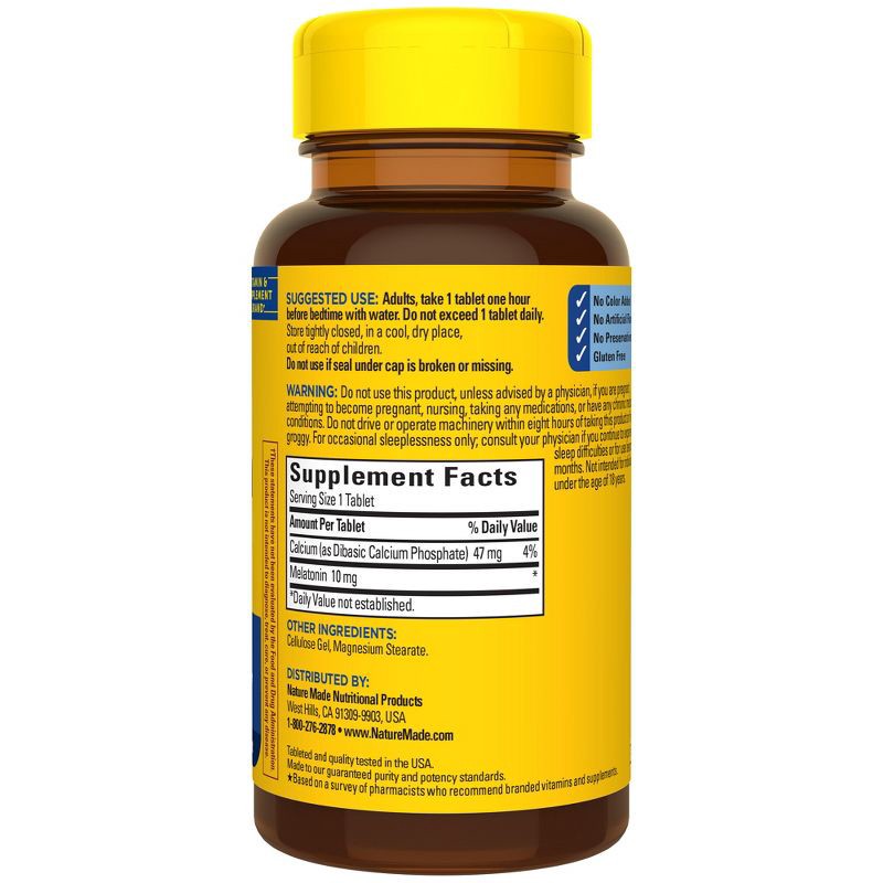 slide 2 of 8, Nature Made Melatonin Extra Strength 100% Drug Free Sleep Aid for Adults 10mg per serving Tablets - 70ct, 70 ct; 10 mg