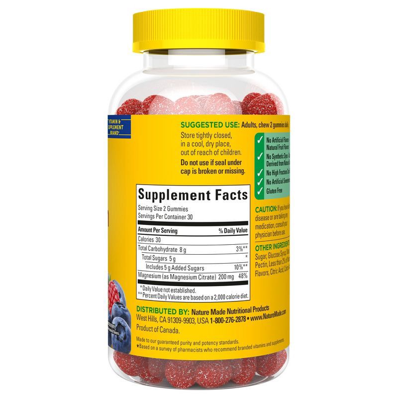 slide 2 of 10, Nature Made High Absorption Magnesium Citrate 200mg Vitamin Gummies - 60ct, 200mg, 60 ct