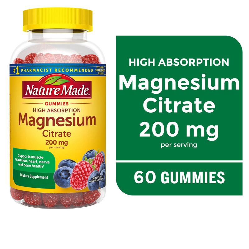 slide 3 of 10, Nature Made High Absorption Magnesium Citrate 200mg Vitamin Gummies - 60ct, 200mg, 60 ct